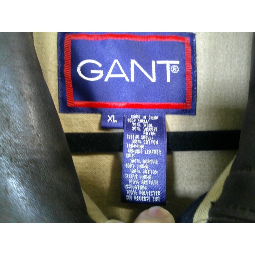 Gant Varsity Bomber Jacket Mens XL Navy Blue Wool Leather Elbow Patch Vintage - Picture 7 of 16